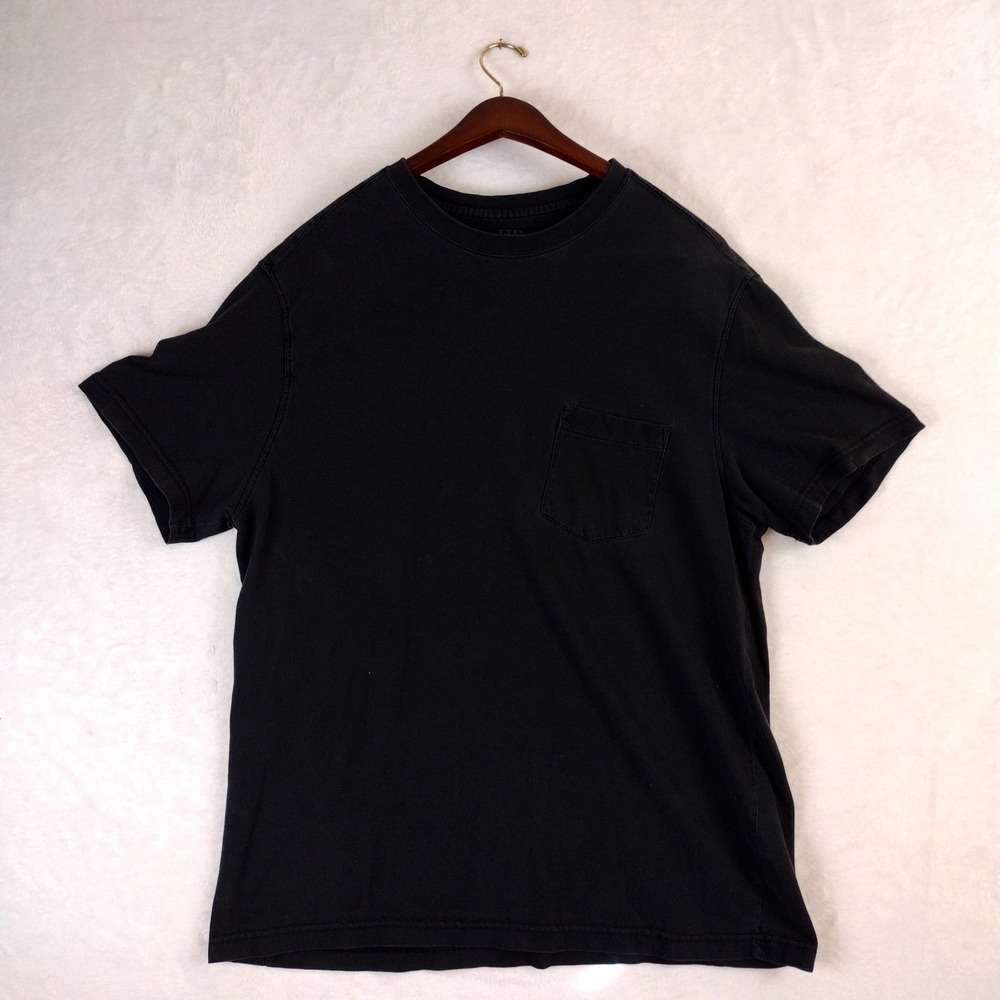Harbor Bay Mens XL Black 100% Cotton Short Sleeve Pocket T-Shirt Crew Neck